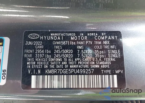 2023 Hyundai Palisade Calligraphy from USA, damaged, VIN KM8R7DGE5PU499257